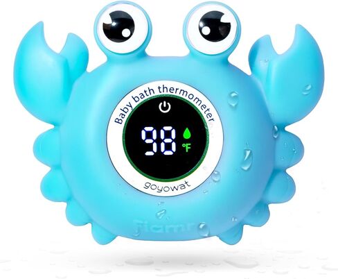 Baby Bath Thermometer,Newborn Swimming Safety Toy Thermometer，Bathtub Water Thermometer,Large Eyed Crab Toy Floating Water Temperature Gauge Baby Temperature Warning,LED Display Warning… in Saudi Arabia