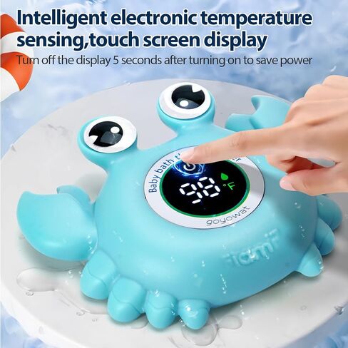 Baby Bath Thermometer,Newborn Swimming Safety Toy Thermometer，Bathtub Water Thermometer,Large Eyed Crab Toy Floating Water Temperature Gauge Baby Temperature Warning,LED Display Warning… in Saudi Arabia