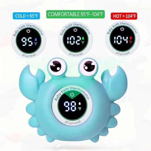 Baby Bath Thermometer,Newborn Swimming Safety Toy Thermometer，Bathtub Water Thermometer,Large Eyed Crab Toy Floating Water Temperature Gauge Baby Temperature Warning,LED Display Warning… in Saudi Arabia