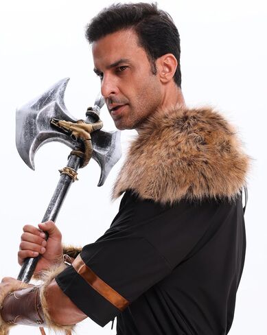 LA CARRIE Viking Faux Leather Single Pauldron Shoulder Armor Harness Men Medieval Guards Warrior Costume LARP Accessory in Kuwait