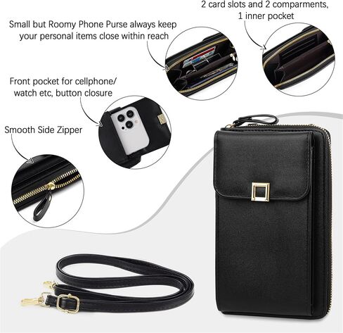 حقيبة JISONCASE الصغيرة للهاتف الخلوي بمحفظة كروس للنساء محفظة iPhone عصرية مع حزام قابل للتعديل in Kuwait