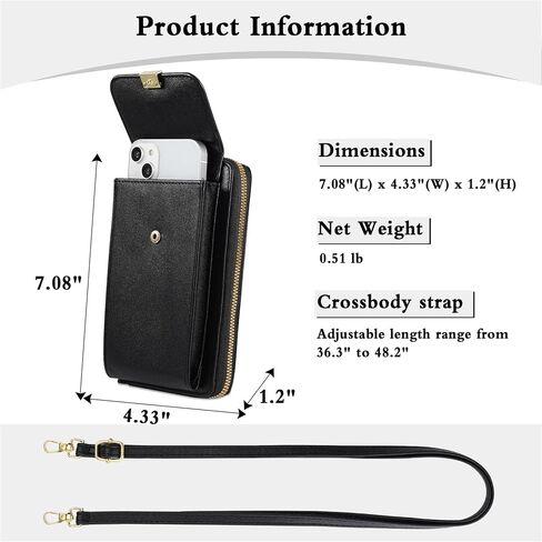حقيبة JISONCASE الصغيرة للهاتف الخلوي بمحفظة كروس للنساء محفظة iPhone عصرية مع حزام قابل للتعديل in Kuwait