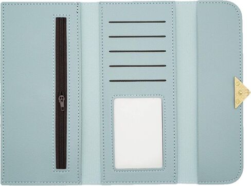 CB Women's Wallet Heart-Shaped Metal Badge Clutch Synthetic Leather Bifold Card Purse Holder Organizer, Large, Sky Gray in Saudi Arabia