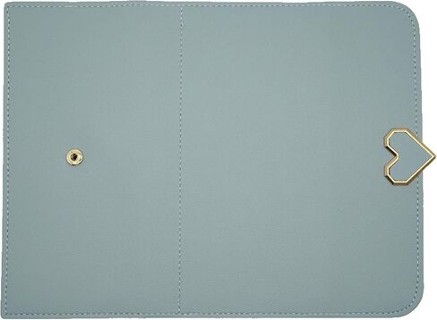 CB Women's Wallet Heart-Shaped Metal Badge Clutch Synthetic Leather Bifold Card Purse Holder Organizer, Large, Sky Gray in Saudi Arabia