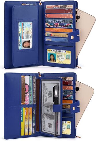 محفظة معصم UTO RFID للنساء قابلة للفصل وحامل دفتر شيكات وبطاقة فاتورة الهاتف ومنظم محفظة كبيرة بمقبض in Kuwait