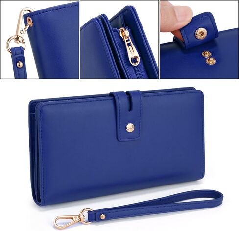 محفظة معصم UTO RFID للنساء قابلة للفصل وحامل دفتر شيكات وبطاقة فاتورة الهاتف ومنظم محفظة كبيرة بمقبض in Kuwait