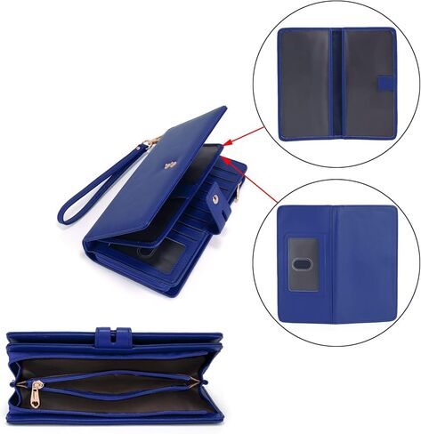 محفظة معصم UTO RFID للنساء قابلة للفصل وحامل دفتر شيكات وبطاقة فاتورة الهاتف ومنظم محفظة كبيرة بمقبض in Kuwait