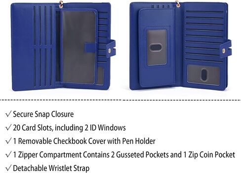 محفظة معصم UTO RFID للنساء قابلة للفصل وحامل دفتر شيكات وبطاقة فاتورة الهاتف ومنظم محفظة كبيرة بمقبض in Kuwait