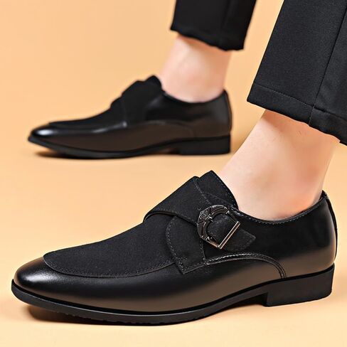 Men's Suede Patent Leather Dress Shoes Business Formal Derby Fashion Oxford Tuxedo Shoes in Kuwait