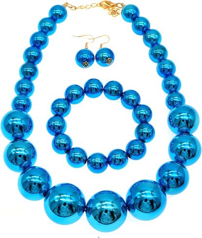 Large Big Faux Pearl Necklace for Women Chunky Pearl Necklace and Earrings set 1920s Costume Jewelry set Prom party Wedding in Saudi Arabia