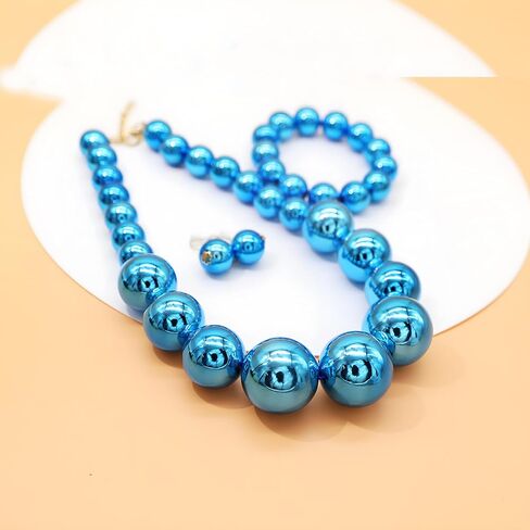 Large Big Faux Pearl Necklace for Women Chunky Pearl Necklace and Earrings set 1920s Costume Jewelry set Prom party Wedding in Saudi Arabia