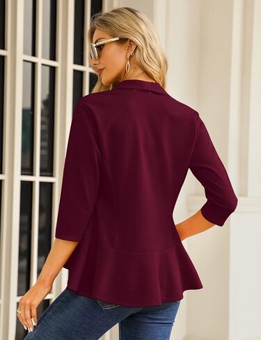 بدلة عمل نسائية صغيرة الحجم من KOJOOIN مفتوحة من الأمام، سترة مكشكشة ناعمة in Kuwait