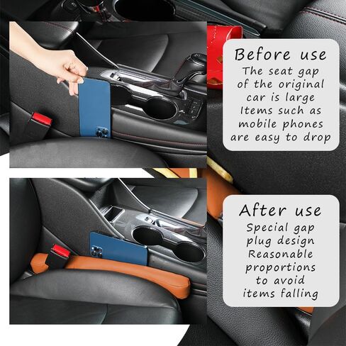 2PCS Car Seat Gap Filler, Universal Fit PU Leather Car Seat Gap Plug to Fill The Gap Between Seat and Console, Car Interior Accessories Car Seat Crevice Blocker Stop Things from Dropping in Saudi Arabia