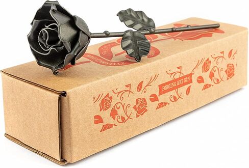 Forging Art Bcn® Hand Forged Eternal Wrought Iron Rose - Gift of Valentine's Day, Mother's Day, 6th Year Wedding Anniversary (Grey) in Kuwait