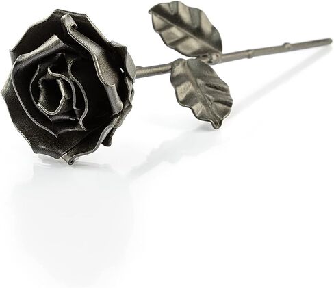 Forging Art Bcn® Hand Forged Eternal Wrought Iron Rose - Gift of Valentine's Day, Mother's Day, 6th Year Wedding Anniversary (Grey) in Kuwait