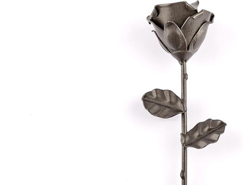 Forging Art Bcn® Hand Forged Eternal Wrought Iron Rose - Gift of Valentine's Day, Mother's Day, 6th Year Wedding Anniversary (Grey) in Kuwait