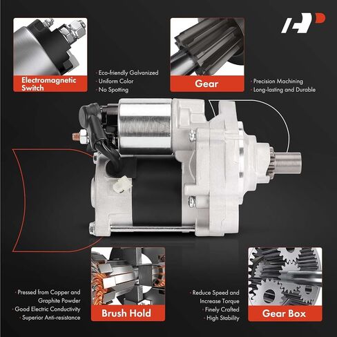 A-Premium Starter Motor Compatible with Honda Civic 1996-1997, Civic del Sol 1996-1997 & Acura EL 1997-1997, 1.6L, 12V 1.0KW 9-Teeth Clockwise, Replace# 31200P2C004, 31200P2C004RM in Saudi Arabia