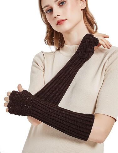 Novawo Women Arm Warmers Fashion Long Fingerless Gloves Knitted Kawaii Warm Gloves in Saudi Arabia