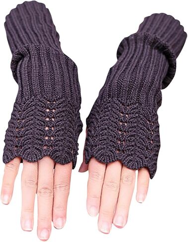 Novawo Women Arm Warmers Fashion Long Fingerless Gloves Knitted Kawaii Warm Gloves in Saudi Arabia