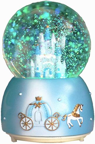 Snow Globe Castle Crystal Musical Ball Automatic Snowfall Rotating Crystal Ball with 7 Color Changing Lights Music Box Castle for Girls Boys Xmas Santa in Saudi Arabia