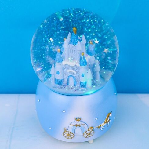 Snow Globe Castle Crystal Musical Ball Automatic Snowfall Rotating Crystal Ball with 7 Color Changing Lights Music Box Castle for Girls Boys Xmas Santa in Saudi Arabia
