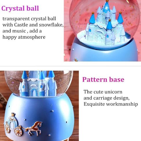 Snow Globe Castle Crystal Musical Ball Automatic Snowfall Rotating Crystal Ball with 7 Color Changing Lights Music Box Castle for Girls Boys Xmas Santa in Saudi Arabia