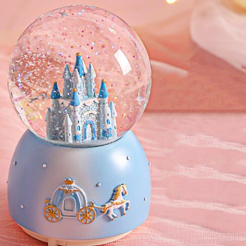 Snow Globe Castle Crystal Musical Ball Automatic Snowfall Rotating Crystal Ball with 7 Color Changing Lights Music Box Castle for Girls Boys Xmas Santa in Saudi Arabia
