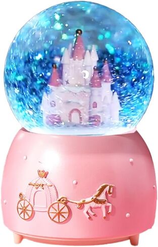 Snow Globe Castle Crystal Musical Ball Automatic Snowfall Rotating Crystal Ball with 7 Color Changing Lights Music Box Castle for Girls Boys Xmas Santa in Saudi Arabia