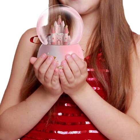 Snow Globe Castle Crystal Musical Ball Automatic Snowfall Rotating Crystal Ball with 7 Color Changing Lights Music Box Castle for Girls Boys Xmas Santa in Saudi Arabia