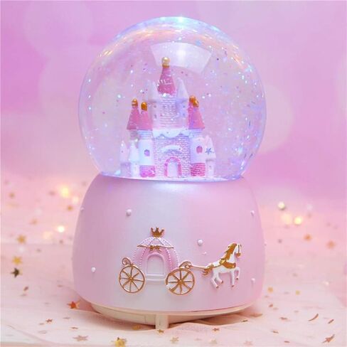 Snow Globe Castle Crystal Musical Ball Automatic Snowfall Rotating Crystal Ball with 7 Color Changing Lights Music Box Castle for Girls Boys Xmas Santa in Saudi Arabia
