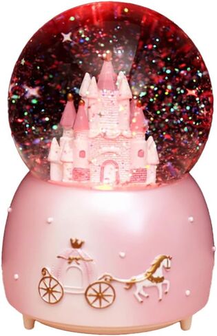 Snow Globe Castle Crystal Musical Ball Automatic Snowfall Rotating Crystal Ball with 7 Color Changing Lights Music Box Castle for Girls Boys Xmas Santa in Saudi Arabia