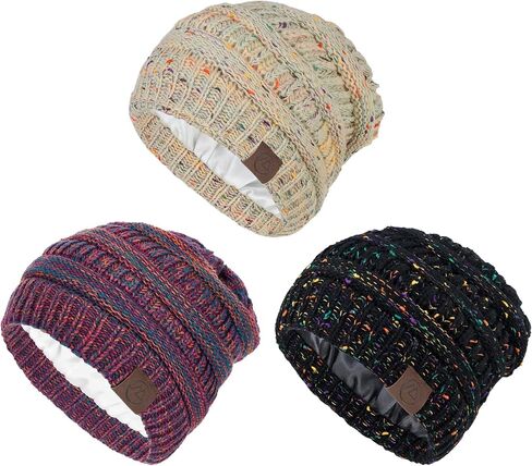 Durio Satin Lined Beanie for Women Warm Winter Hats Slik Lined Beanie Hat for Women Knit Winter Beanie in Saudi Arabia