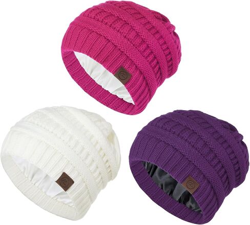 Durio Satin Lined Beanie for Women Warm Winter Hats Slik Lined Beanie Hat for Women Knit Winter Beanie in Saudi Arabia