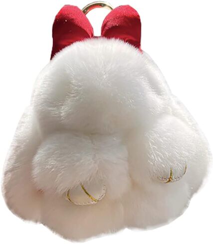 Soft Plush Bunny Fluffy Rabbit Keychain Bow Plush Bunny Key Rings Faux Fur Keyring Pompom Keychain Decoration in Kuwait