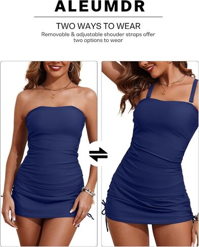 Aleumdr Womens 2 Piece Tankini Bathing Suit Modest Swim Tank Top with Skirt Ruched Slimming Tummy Control Swimsuit in Saudi Arabia