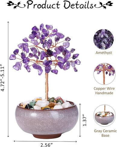 PESOENTH Crystal Tree Aquamarine Tree Crystal Spiritual Gifts for Women,Blue Gemstone Tree of Life,Feng Shui Healing Crystals Stones Gifts Home Office Decor Desk Decoration in Saudi Arabia