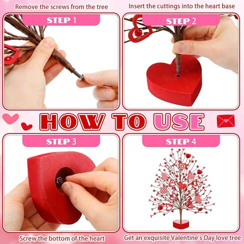 Giegxin 2 Pak Valentines Day Heart Table Tree Decors Valentines Love Berries Hearts Tree Decorations Artificial Valentines Tree Tabletop Valentines Heart Berries Table Centerpiece(Classic Style) in Kuwait