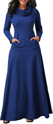SEMATOMALA Women's Turtleneck Cowl Neck Long Sleeve Floore Length A Line Swing Long Dress Tunic Shirt Sweatshirts Halloween in Saudi Arabia