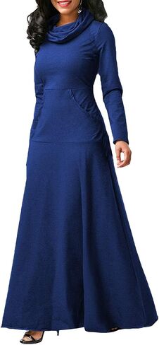 SEMATOMALA Women's Turtleneck Cowl Neck Long Sleeve Floore Length A Line Swing Long Dress Tunic Shirt Sweatshirts Halloween in Saudi Arabia