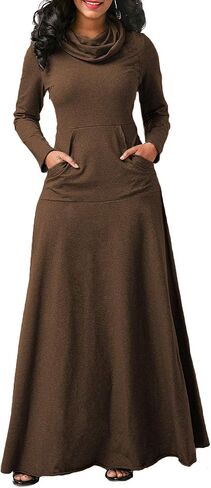 SEMATOMALA Women's Turtleneck Cowl Neck Long Sleeve Floore Length A Line Swing Long Dress Tunic Shirt Sweatshirts Halloween in Saudi Arabia