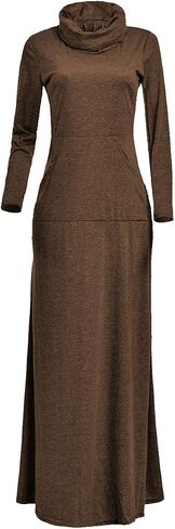 SEMATOMALA Women's Turtleneck Cowl Neck Long Sleeve Floore Length A Line Swing Long Dress Tunic Shirt Sweatshirts Halloween in Saudi Arabia