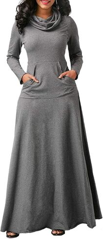 SEMATOMALA Women's Turtleneck Cowl Neck Long Sleeve Floore Length A Line Swing Long Dress Tunic Shirt Sweatshirts Halloween in Saudi Arabia