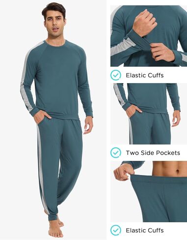 Bamboo Viscose Men's Pajama Sets Soft Long Sleeve Loungewear Set with Pockets in Saudi Arabia