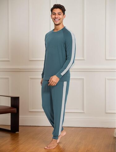 Bamboo Viscose Men's Pajama Sets Soft Long Sleeve Loungewear Set with Pockets in Saudi Arabia