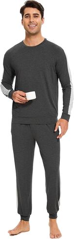 أطقم بيجامة رجالية من الخيزران الفسكوزي ناعمة بأكمام طويلة مع جيوب in Kuwait