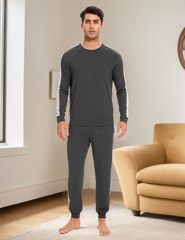 أطقم بيجامة رجالية من الخيزران الفسكوزي ناعمة بأكمام طويلة مع جيوب in Kuwait