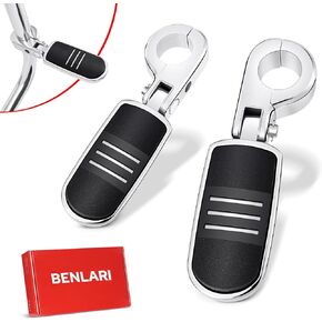 Benlari Highway Pegs,1.25" Highway Footpegs P Clamp 304 Stainless Steel Adjustable Fit for Harley Davidson Touring Street Glide Road Dyna Sportster Softail fits 1-1/4"(32mm) Engine Guard(Black)