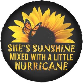 Butterfly and Sunflower She is Sunshine Spare Tire Cover Waterproof Dust-Proof Tire Wheel Protectors Universal Fit for Wrangler Rv SUV Truck Travel Trailer Accessories 14" 15" 16" 17"