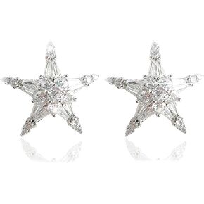 Star Earrings - Silver Star Earrings Hypoallergenic Cubic Zirconia Stud Earrings for Men Women Mens Earrings Stud Bling jewelry Gifts