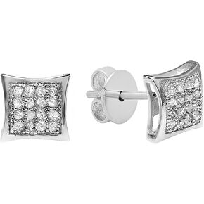 Dazzlingrock Collection 0.05 Cttw Round White Diamond Kite Shape Mens Hip Hop Iced Stud Earrings, Available In 10K/14K/18K Solid Gold & 925 Sterling Silver